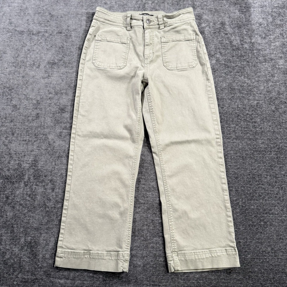 Buffalo David Bitton Brigette Crop Pant Womens 4/27 Green High-Rise Soft Stretch